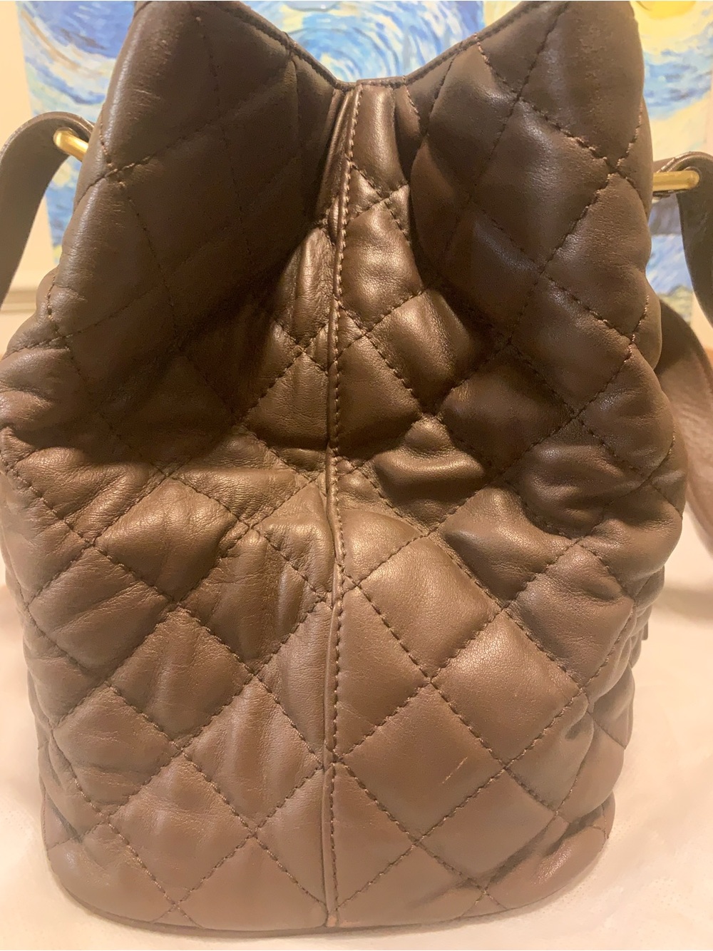 MCM Quilted Brown Leather Shoulder Bag Limited Edition - Picture 7 of 16